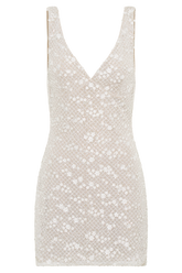 Louanne Daisy Beaded Mini Dress - White